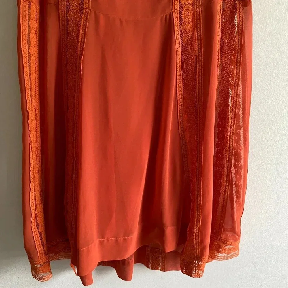 FREE People Orange Lace  Sleeveless Shift Boho Mini Dress Size XS - Picture 4 of 13